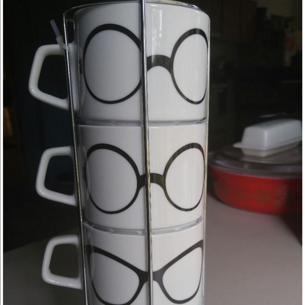 Stackable eyeglasses frame coffee mug set